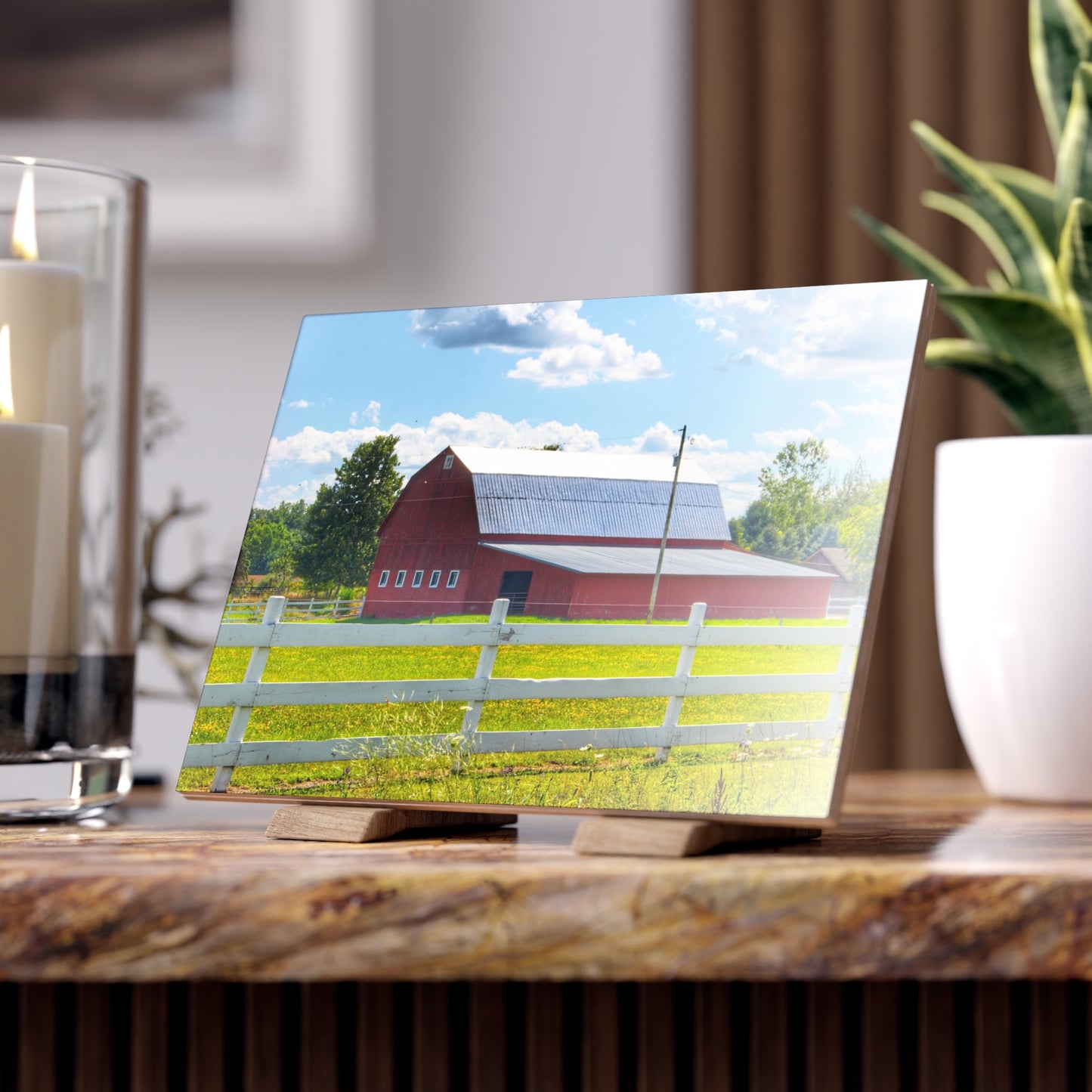 U R There Photography Burt Road Red Rustic Farmhouse Decorative Ceramic Tile