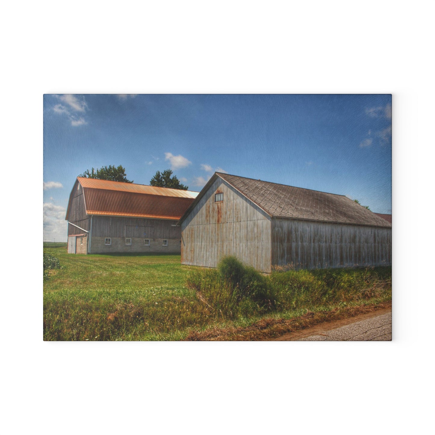 U R There Photography Copper Greys Rustic Farmhouse Tempered-Glass Cutting Board