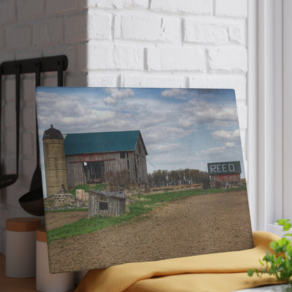 U R There Photography Cedar Creek Road Reds Rustic Farmhouse Tempered-Glass Cutting Board