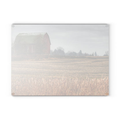 U R There Photography Bowers Road Red IV Rustic Farmhouse Tempered-Glass Cutting Board