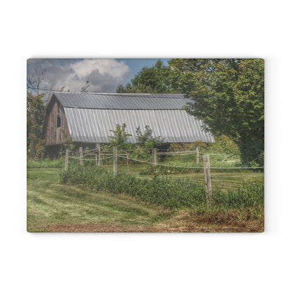 U R There Photography Old Roadside Grey Rustic Farmhouse Tempered-Glass Cutting Board