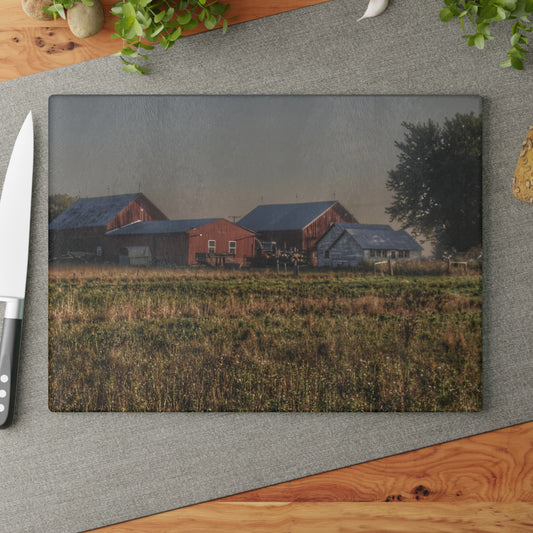 U R There Photography Shaw Road Farm Rustic Farmhouse Tempered-Glass Cutting Board