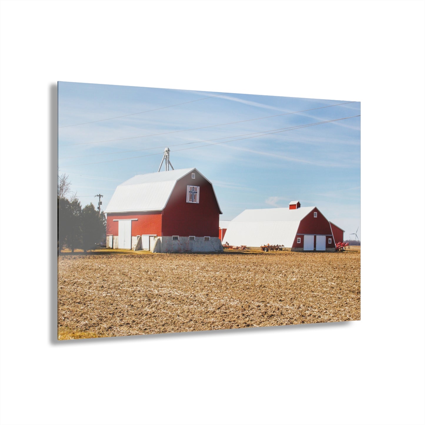 U R There Photography French Road Quilted Red Rustic Farmhouse Acrylic Wall Print