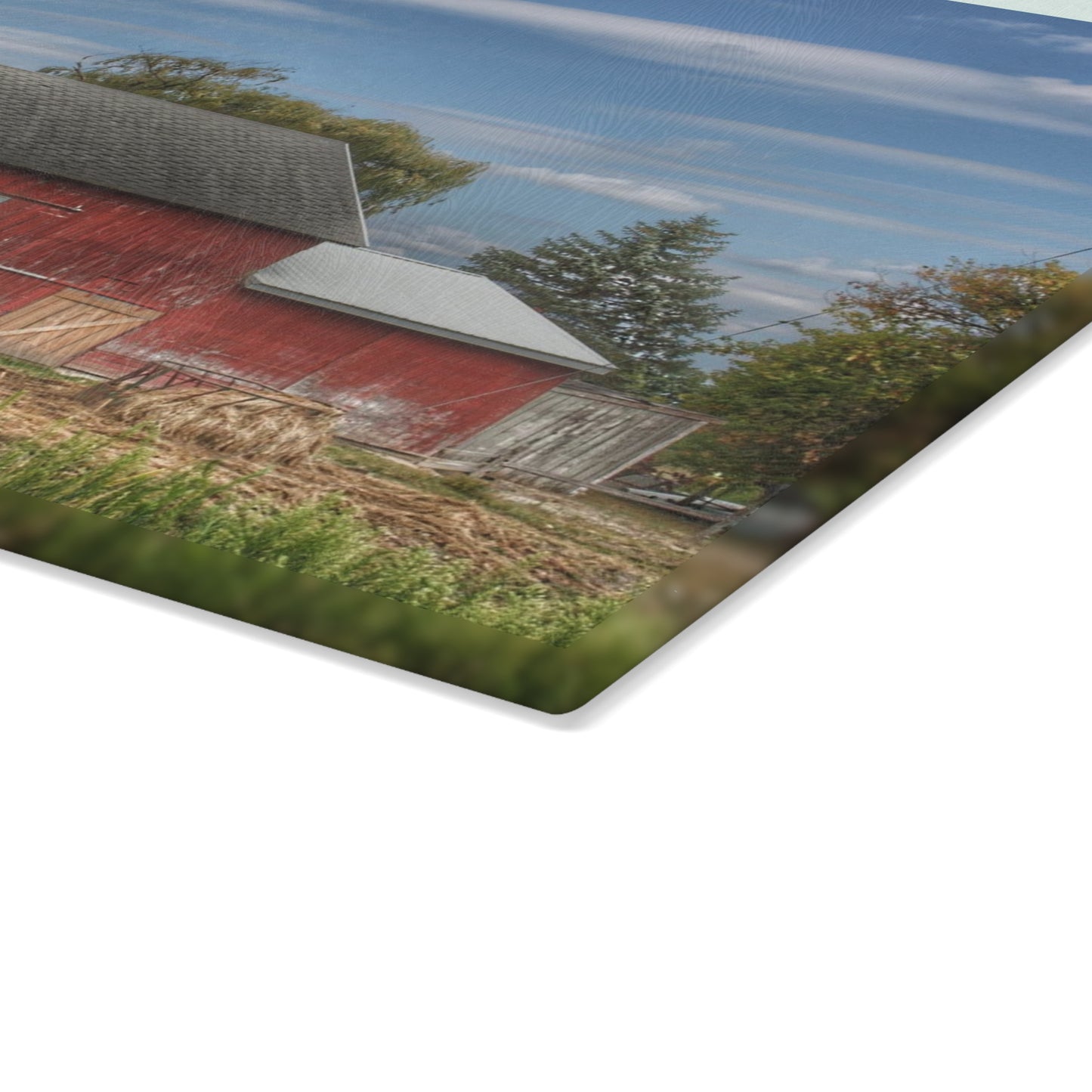 U R There Photography Wheeling Road Barn Rustic Farmhouse Tempered-Glass Cutting Board
