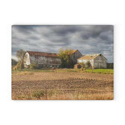U R There Photography Newark Road Whites Rustic Farmhouse Tempered-Glass Cutting Board