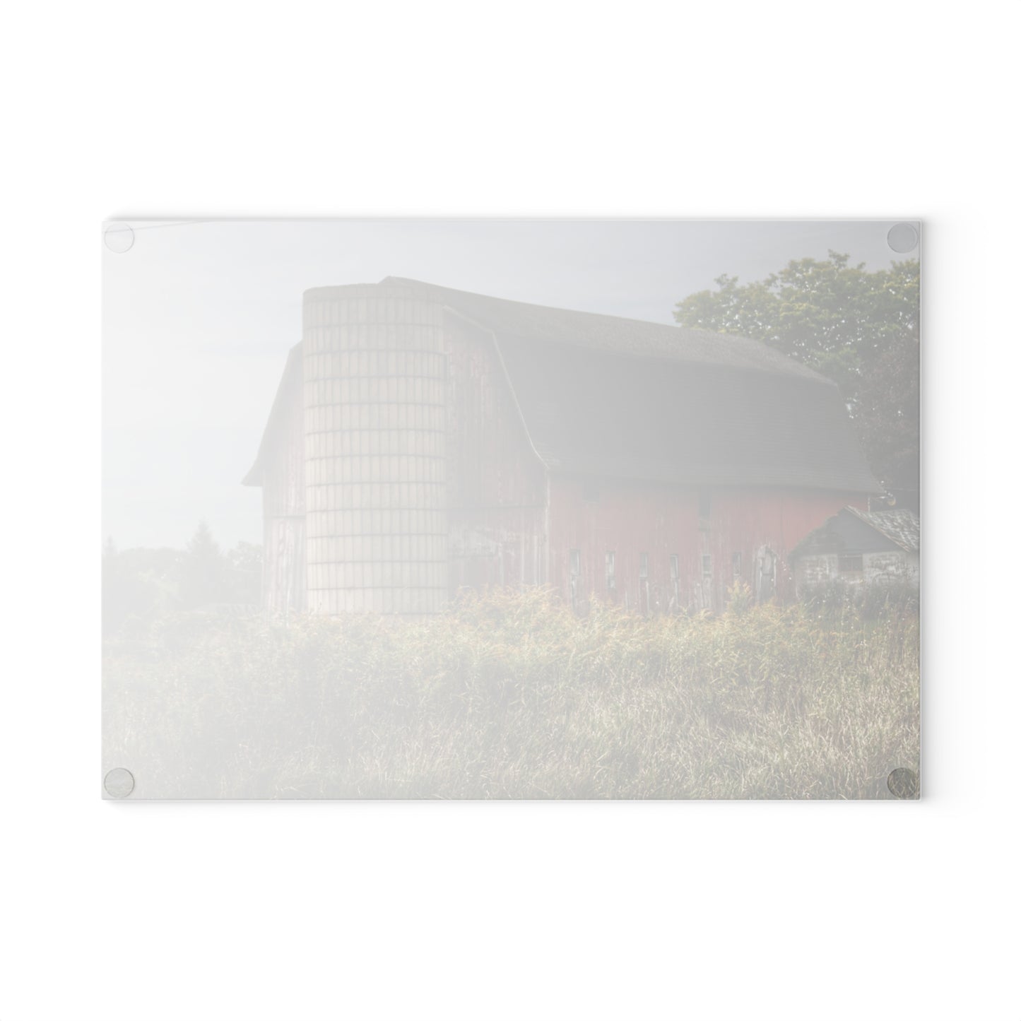 U R There Photography McDowell Road Old Red and Little White Rustic Farmhouse Tempered-Glass Cutting Board