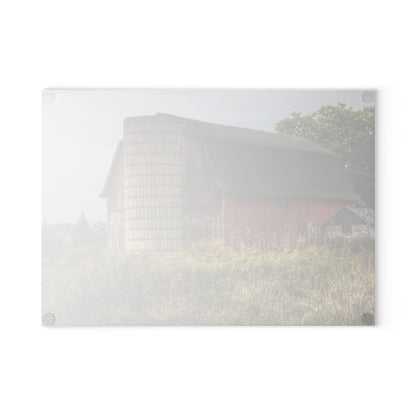 U R There Photography McDowell Road Old Red and Little White Rustic Farmhouse Tempered-Glass Cutting Board