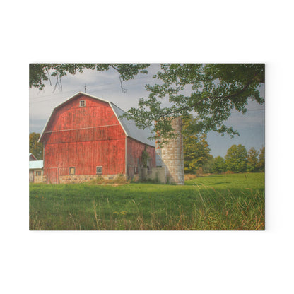 U R There Photography Crawford Road Red I Rustic Farmhouse Tempered-Glass Cutting Board
