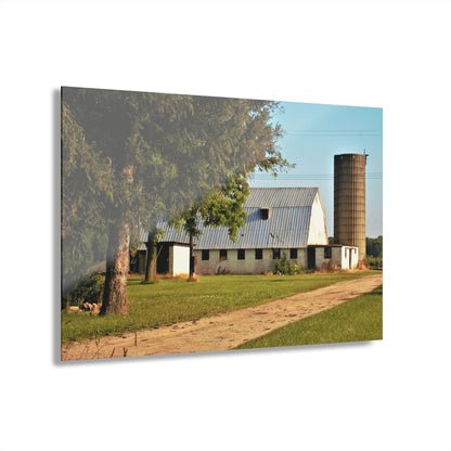 U R There Photography White Barn and Silo Rustic Farmhouse Acrylic Wall Print