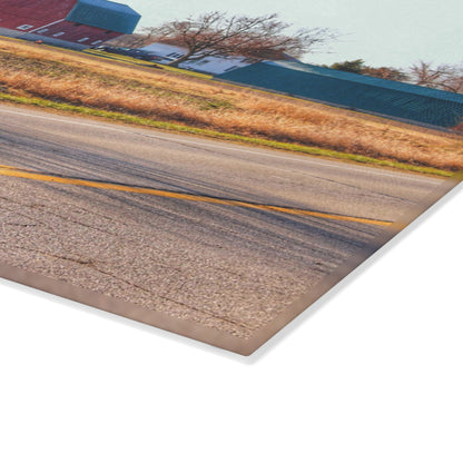 U R There Photography Baldwin Barn Brothers II Rustic Farmhouse Tempered-Glass Cutting Board