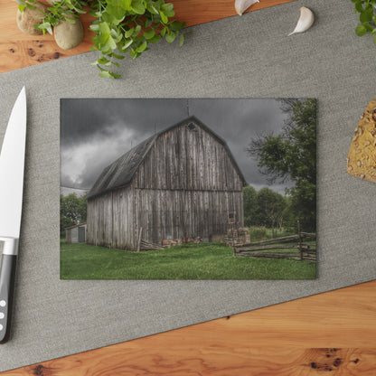 U R There Photography Attica Grey Rustic Farmhouse Tempered-Glass Cutting Board