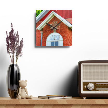 U R There Photography French Road Old Standard Schoolhouse II Rustic Farmhouse Acrylic Analog Wall Clock 10.75'' × 10.75'' (Square)