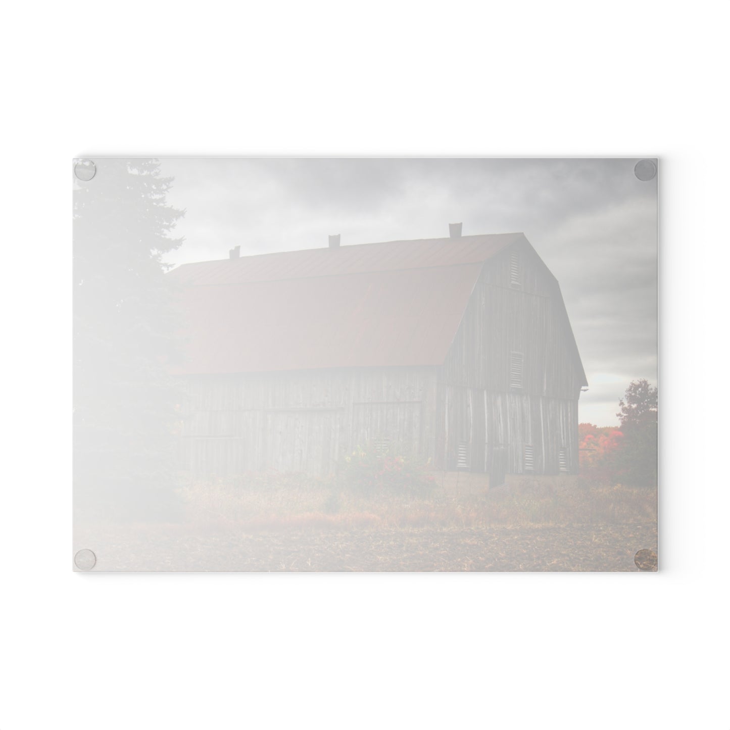 U R There Photography Sheridan Line Road Rusted Grey II Rustic Farmhouse Tempered-Glass Cutting Board