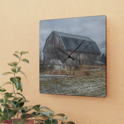 U R There Photography Mayville Road Grey Rustic Farmhouse Acrylic Analog Wall Clock