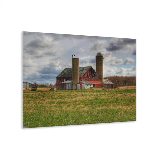 U R There Photography Centerline Road Red Rustic Farmhouse Acrylic Wall Print