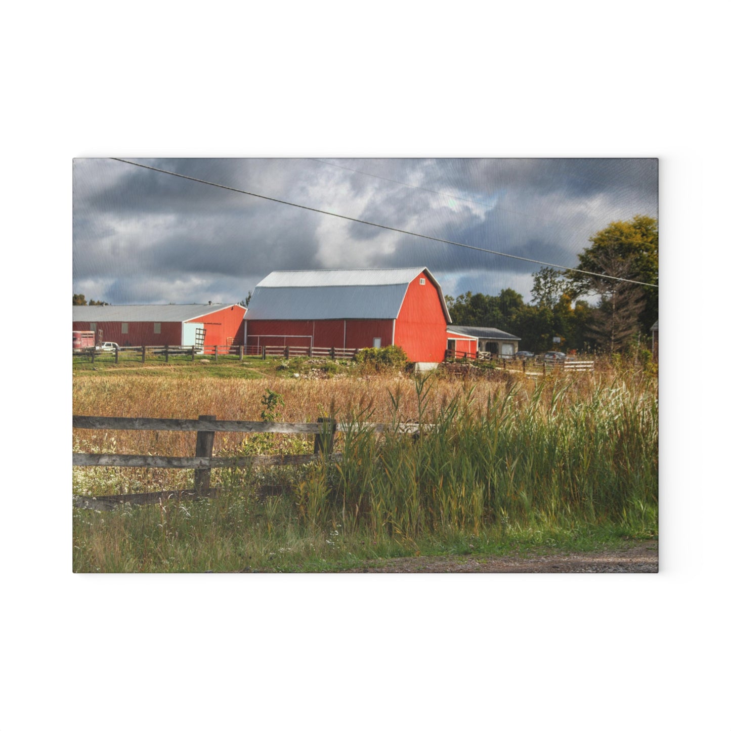 U R There Photography Beyond the Fence on Richfield Road Rustic Farmhouse Tempered-Glass Cutting Board