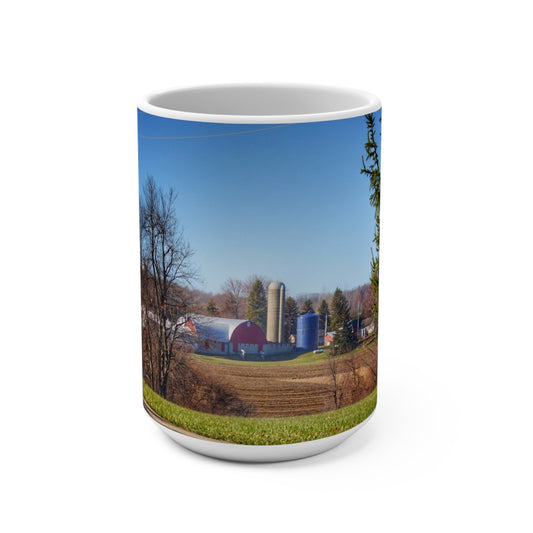Rustic Farmhouse Coffee Mug Featuring Across the Field on Brocker Road