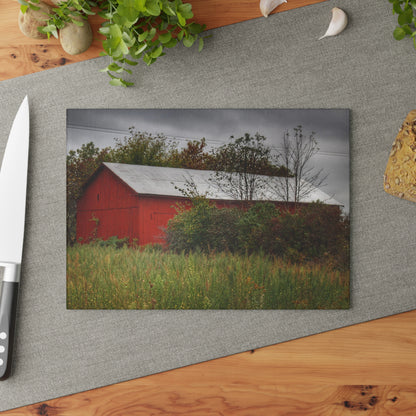 U R There Photography Willard Road Red I Rustic Farmhouse Tempered-Glass Cutting Board