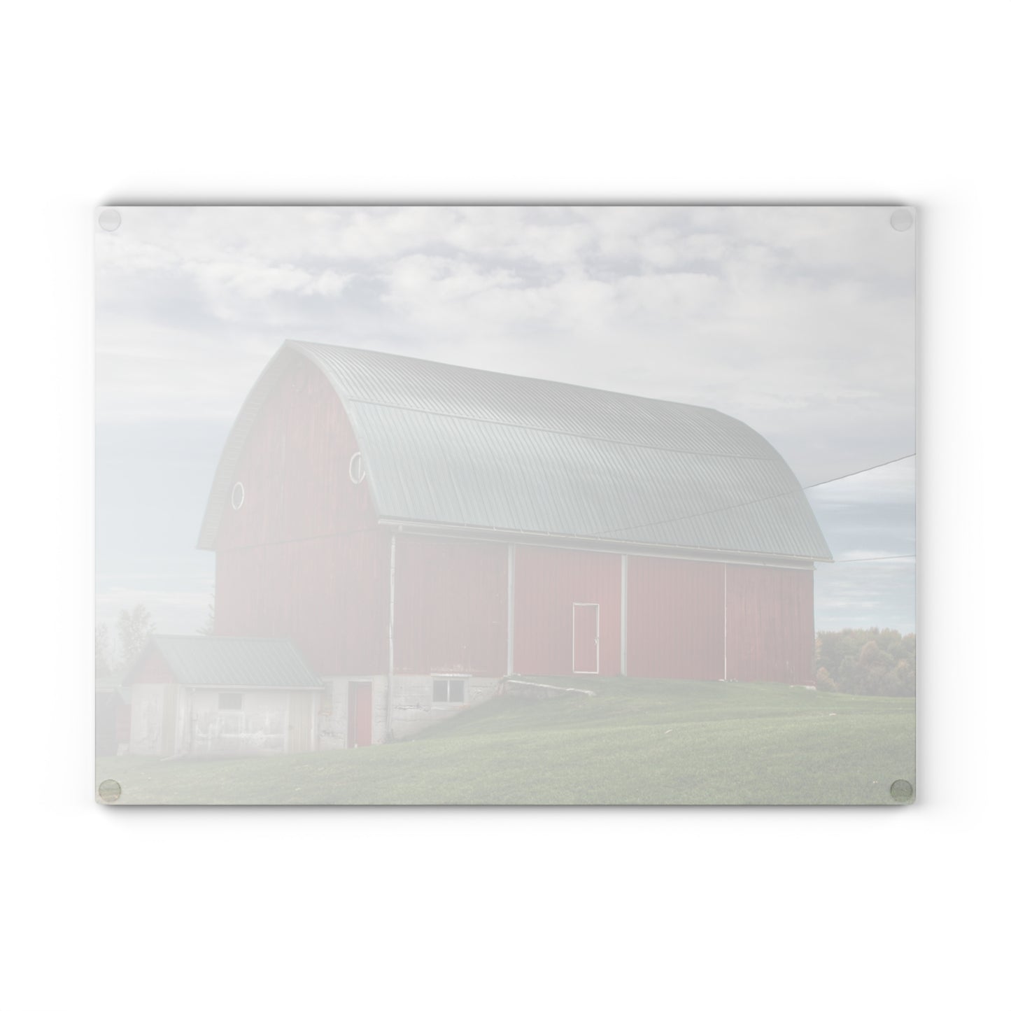 U R There Photography Elmwood Road Red I Rustic Farmhouse Tempered-Glass Cutting Board