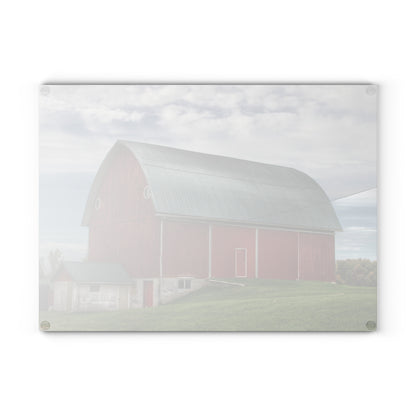 U R There Photography Elmwood Road Red I Rustic Farmhouse Tempered-Glass Cutting Board