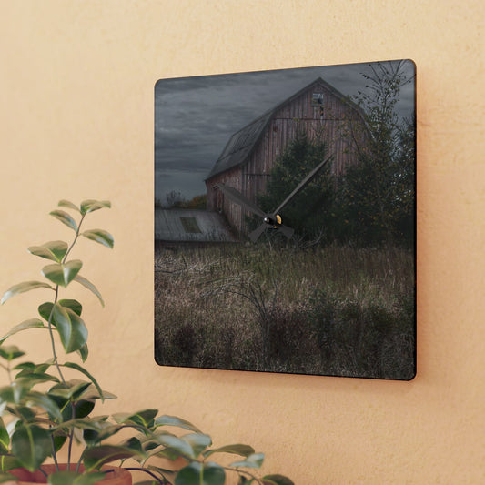 U R There Photography Treasurer Road Red Rustic Farmhouse Acrylic Analog Wall Clock