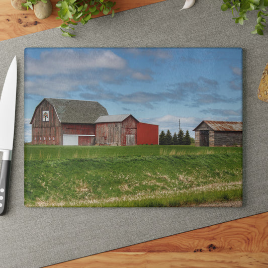 U R There Photography Unionville Reds Rustic Farmhouse Tempered-Glass Cutting Board