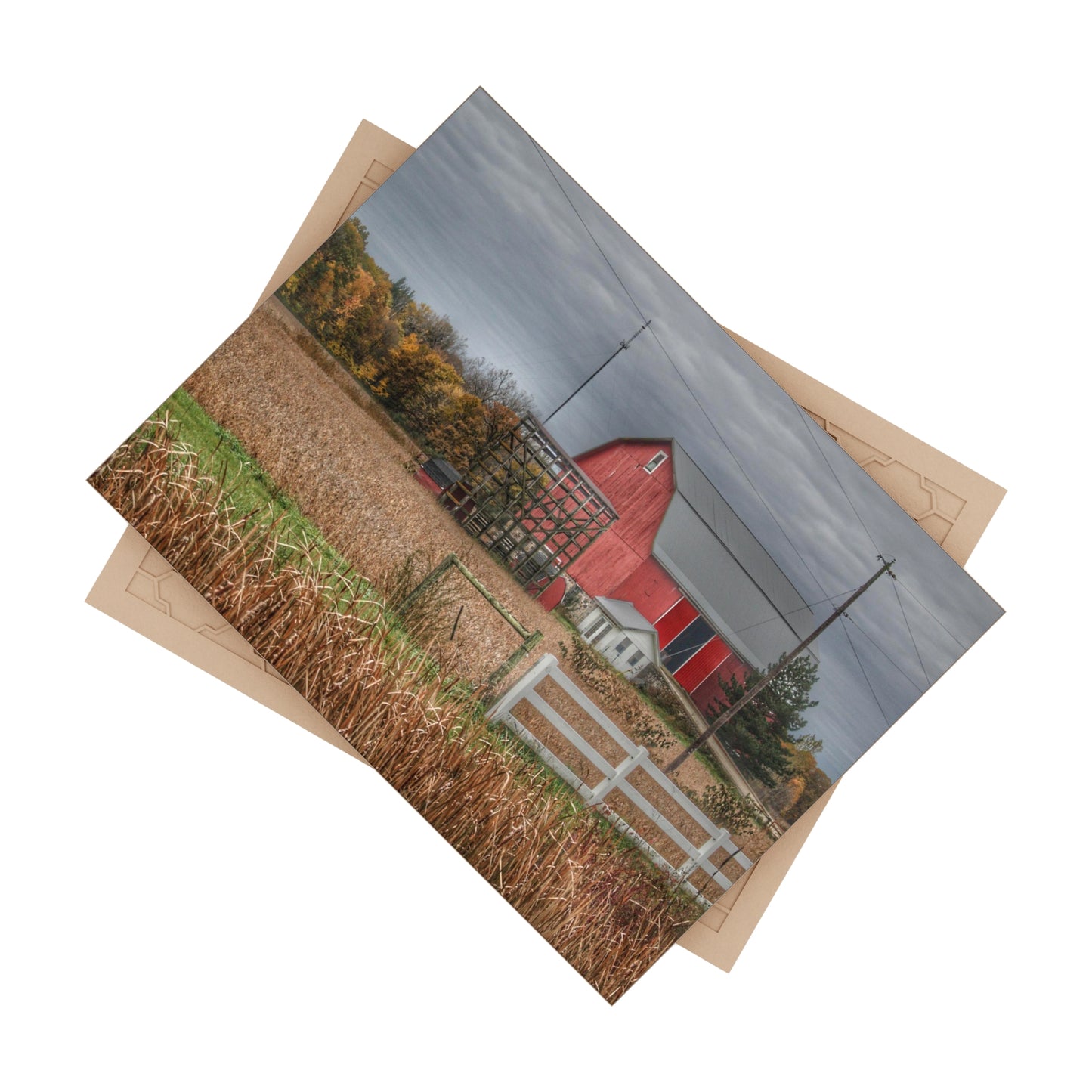 U R There Photography Barnes Road Red in Fall Rustic Farmhouse Decorative Ceramic Tile