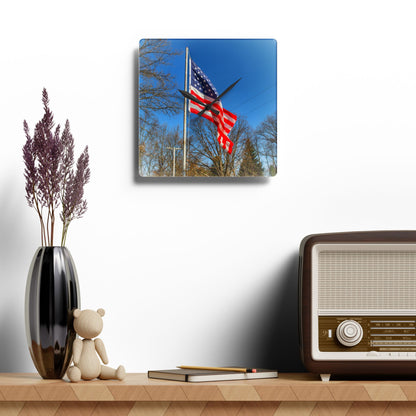 Rustic Farmhouse Wall Clock featuring Our Grand Old Flag