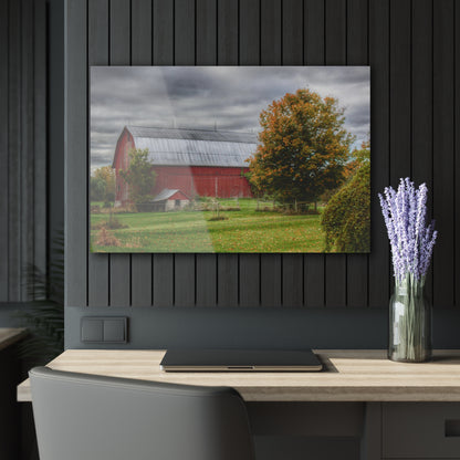 U R There Photography Columbiaville Red in Fall II Rustic Farmhouse Acrylic Wall Print