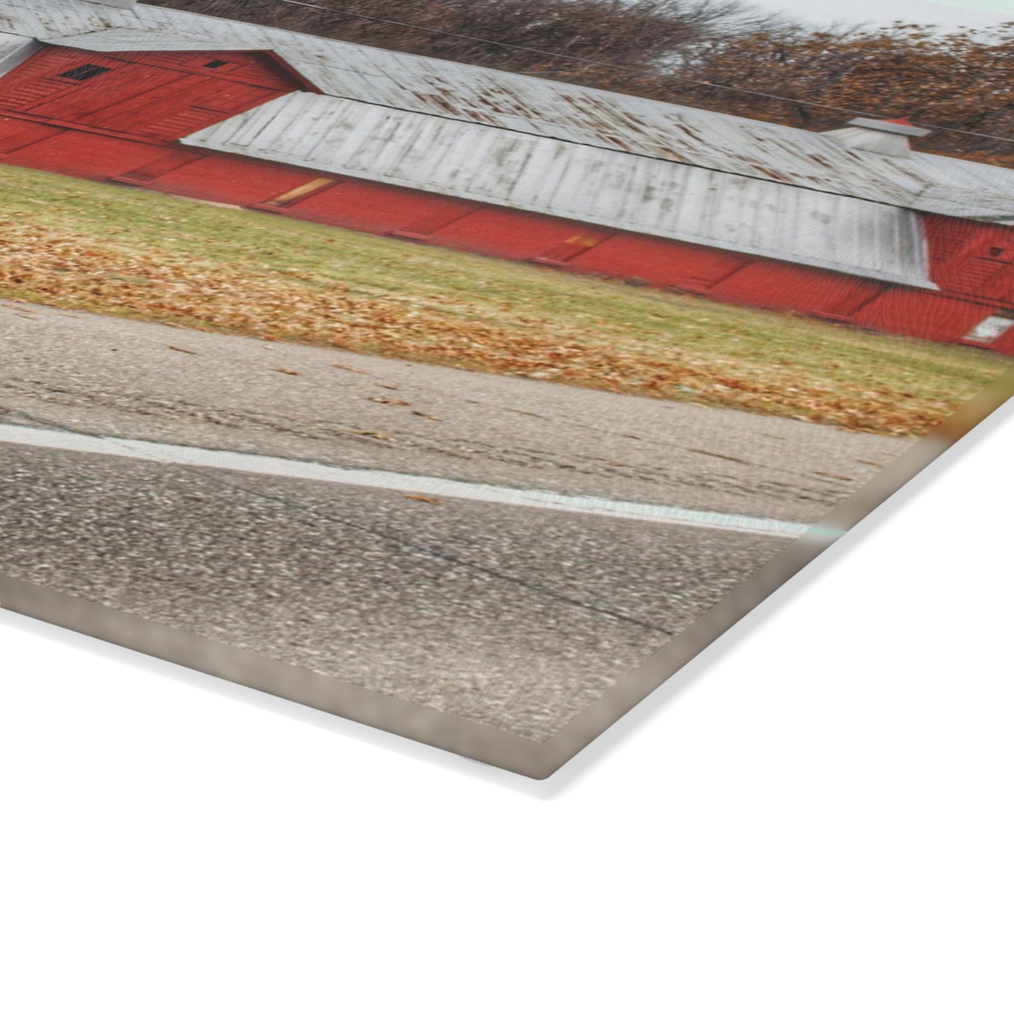 U R There Photography Caseville Red Rustic Farmhouse Tempered-Glass Cutting Board