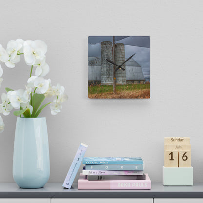 U R There Photography Daley Road Grey II Rustic Farmhouse Acrylic Analog Wall Clock
