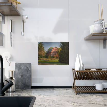 U R There Photography Belle River Red I Rustic Farmhouse Decorative Ceramic Tile