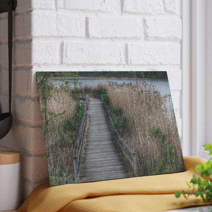 U R There Photography Linear Park Bridge in Lapeer II Rustic Farmhouse Tempered-Glass Cutting Board