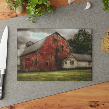 U R There Photography Stanley Road Red I Rustic Farmhouse Tempered-Glass Cutting Board
