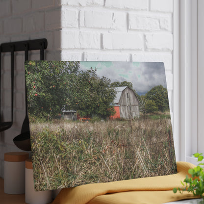 U R There Photography East Frances Road Hidden Grey I Rustic Farmhouse Tempered-Glass Cutting Board