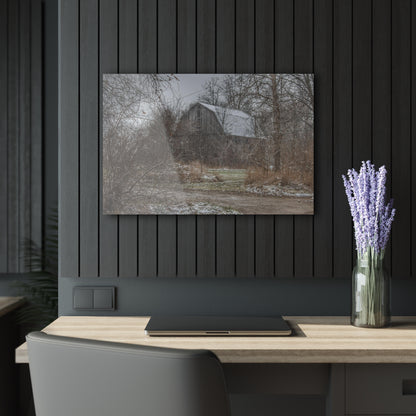 U R There Photography Bishop Road Winter Grey Rustic Farmhouse Acrylic Wall Print 14 "x 11"