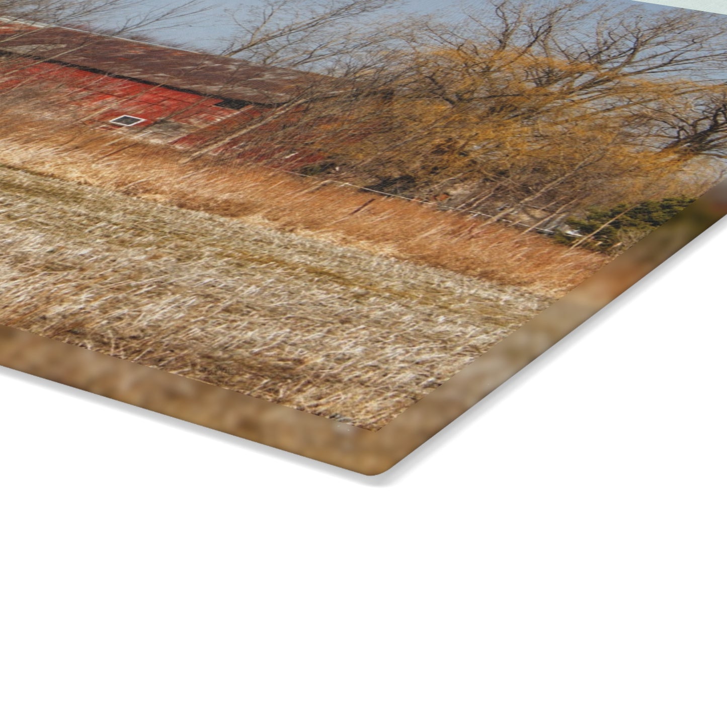 U R There Photography Hidden Scotch Settlement Red Rustic Farmhouse Tempered-Glass Cutting Board