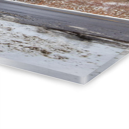 U R There Photography Dodge Road Winter Red Rustic Farmhouse Acrylic Wall Print