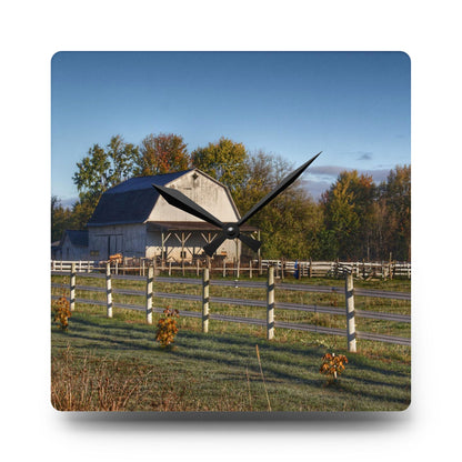 U R There Photography Dayton Road White Rustic Farmhouse Acrylic Analog Wall Clock