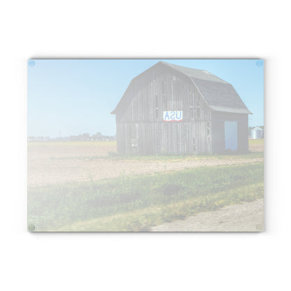 U R There Photography Unionville M-25 USA Grey Rustic Farmhouse Tempered-Glass Cutting Board