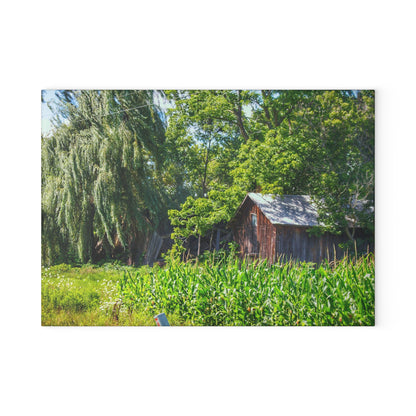 U R There Photography Roadside Ruin Rustic Farmhouse Tempered-Glass Cutting Board