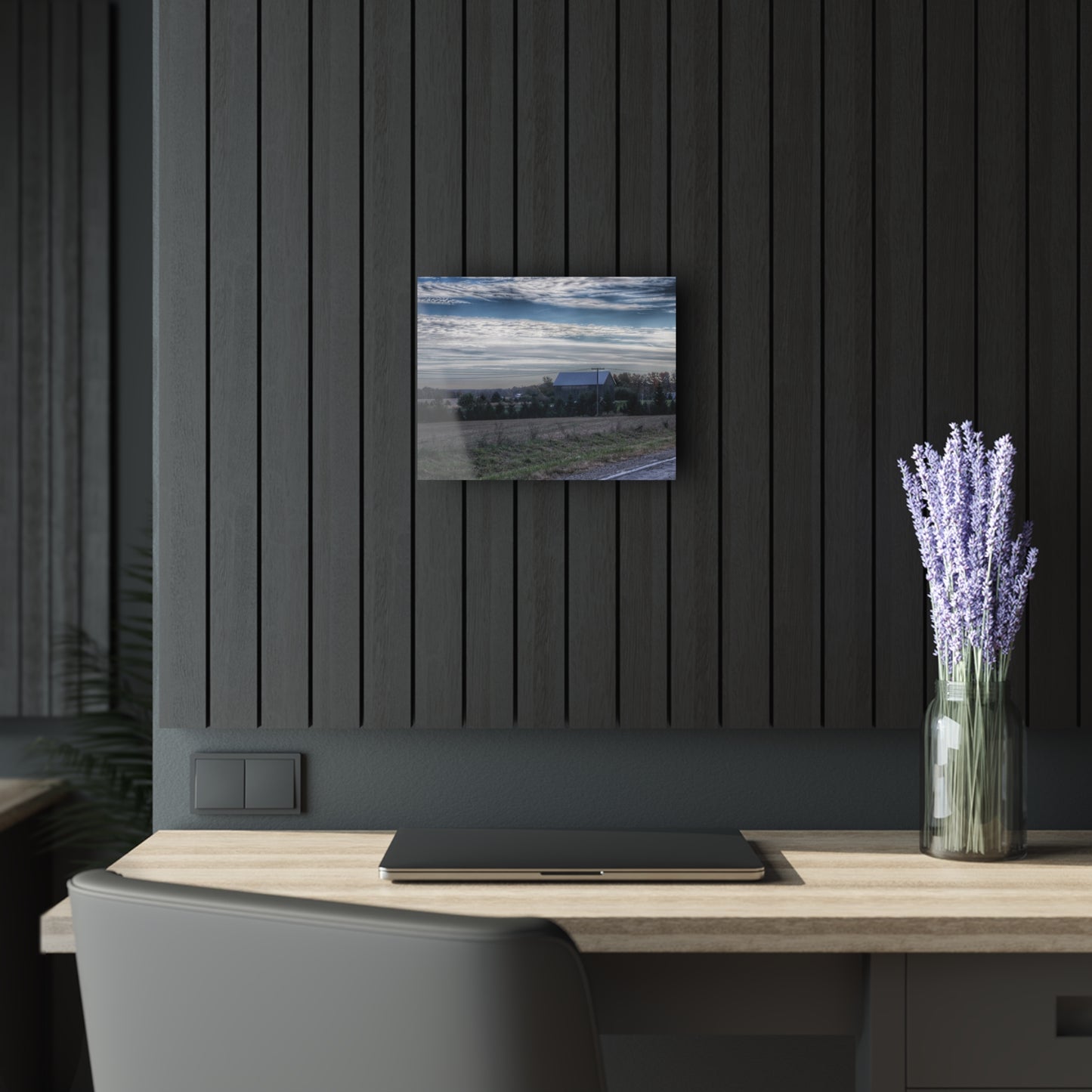 U R There Photography Burnside Road Grey Blues Rustic Farmhouse Acrylic Wall Print