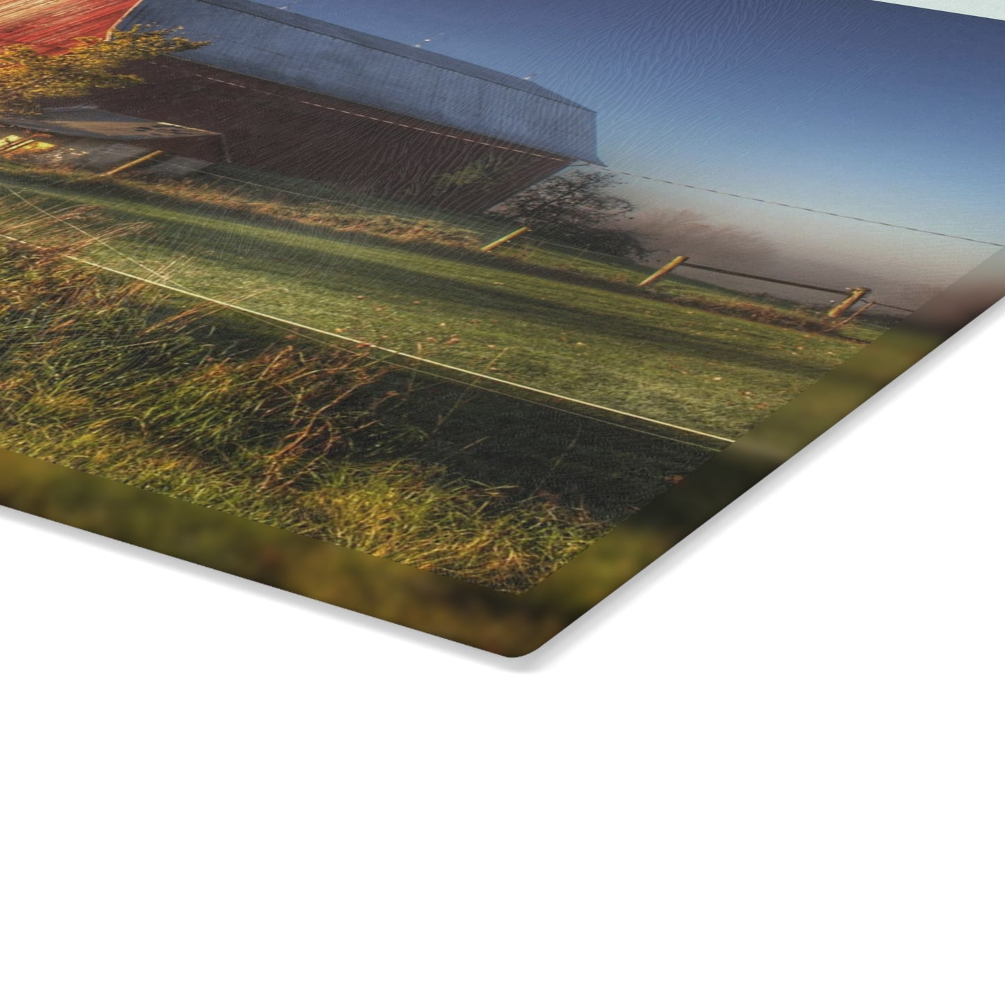 U R There Photography Columbiaville Red I Rustic Farmhouse Tempered-Glass Cutting Board