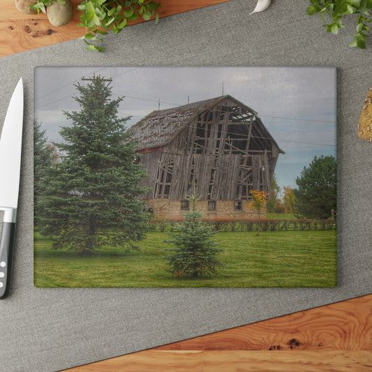 U R There Photography Rich Road Falling Grey I Rustic Farmhouse Tempered-Glass Cutting Board
