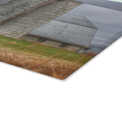 U R There Photography Daley Road Grey II Rustic Farmhouse Tempered-Glass Cutting Board