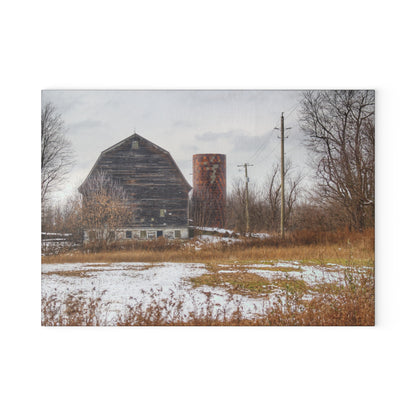 U R There Photography Secord Lake Road Grey Rustic Farmhouse Tempered-Glass Cutting Board