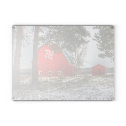 U R There Photography McKail Road Quilted Red Rustic Farmhouse Tempered-Glass Cutting Board