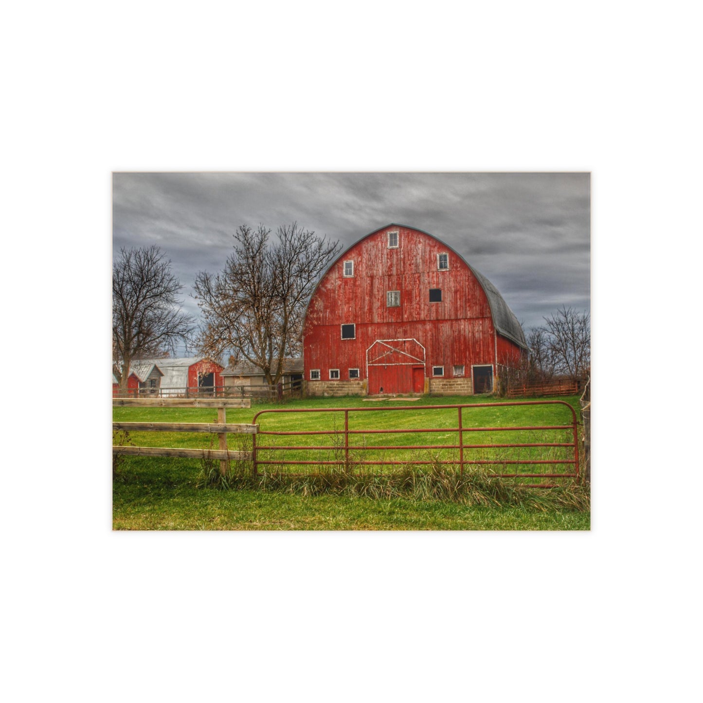 U R There Photography Beyond the Fence Red Rustic Farmhouse Decorative Ceramic Tile