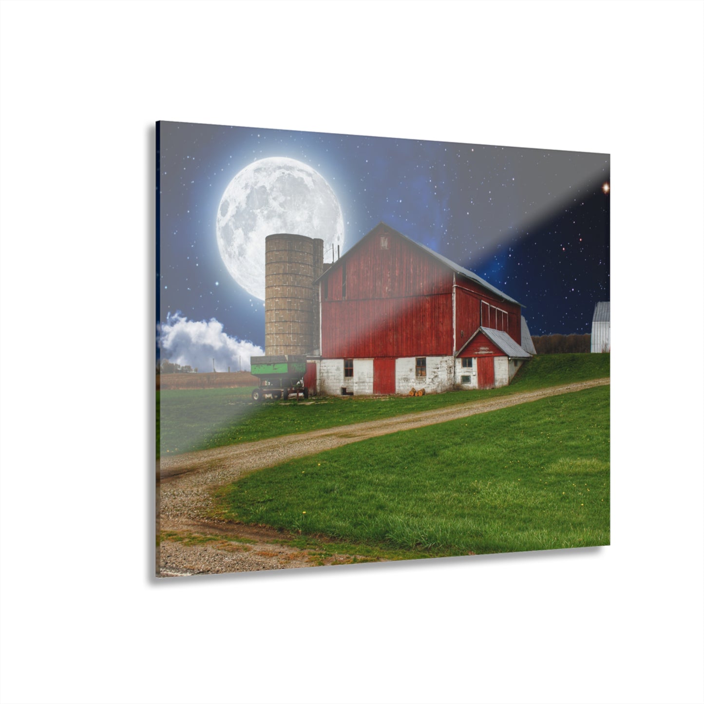 U R There Photography Fostoria Red in the Moonlight Rustic Farmhouse Acrylic Wall Print