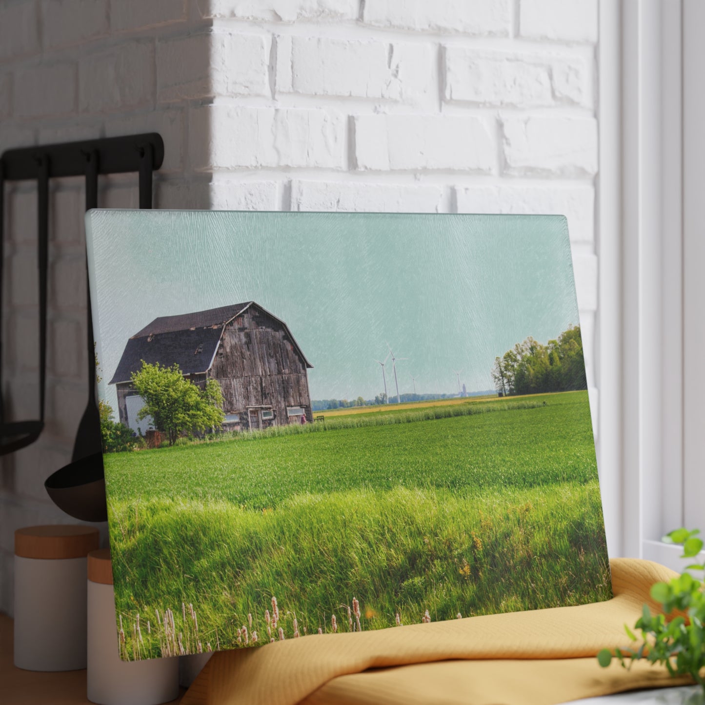 U R There Photography North Graf Road Old Grey Rustic Farmhouse Tempered-Glass Cutting Board